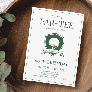 Time to Par-Tee Green Golf 60th Birthday Party Invitation