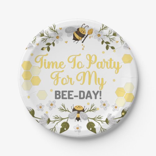 Time To Party For My Bee_Day Design Paper Plates