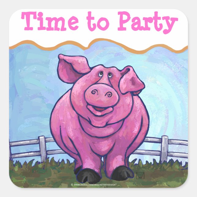 Time to Party Pig Party Envelope Seal (Front)