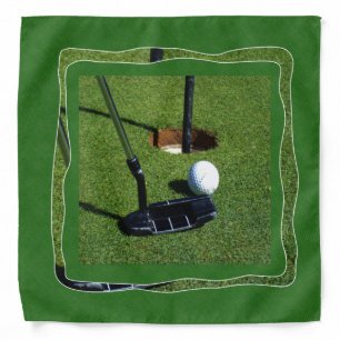 Time To Play Golf On Green Denim,  Bandana