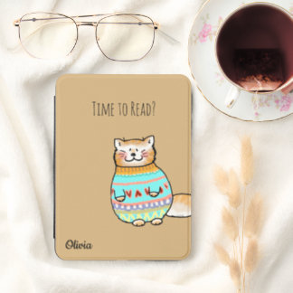 Time to Read Cute Snuggle Cat Reading Lover Kindle Cover