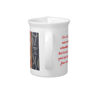 Time to read Jane Austen(red script) Beverage Pitcher