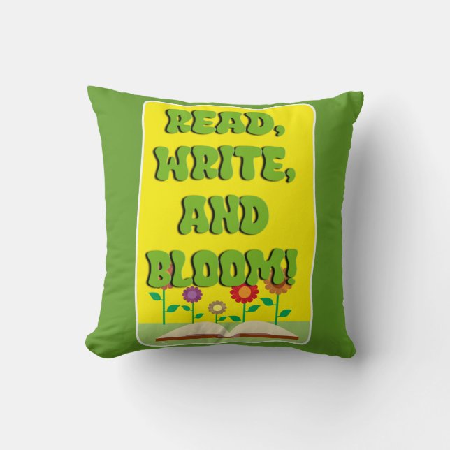 Time To Read Write Bloom Cool Bookworm  Throw Pillow (Front)