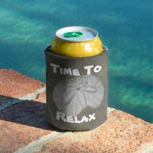 Time To Relax Sand Dollar Photo Beach Vacation Can Cooler