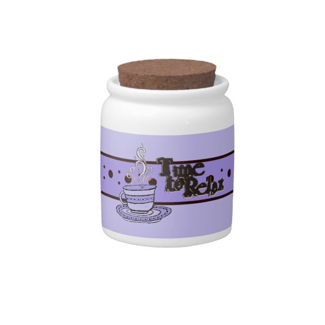 Time to Relax violet purple Candy Jar (Front)