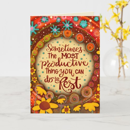 Time to Rest Pretty Get Well Floral Inspirational Card