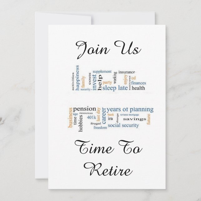 "TIME TO RETIRE" RETIREMENT PARTY CELEBRATION INVITATION (Front)