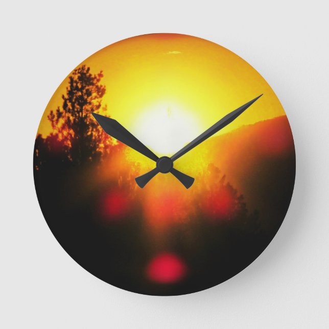 Time to rise Sunrise Sunset Round Clock (Front)