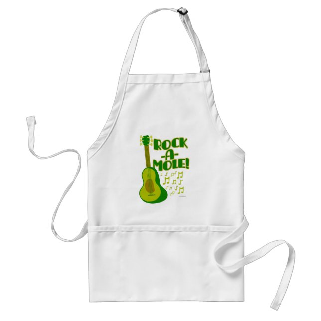Time to Rock-A-Mole Funny Guacamole Cartoon Adult Apron (Front)