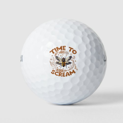 Time To Scream Cicadas Lover Insects Entomologist Golf Balls