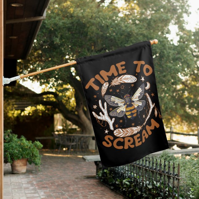 Time To Scream Cicadas Lover Insects Entomologist House Flag (In SItu)