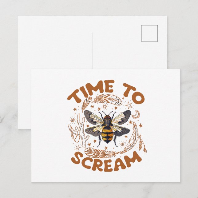 Time To Scream Cicadas Lover Insects Entomologist Postcard (Front/Back)