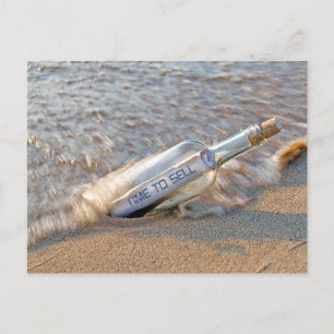 Time To Sell Message on the beach Postcard