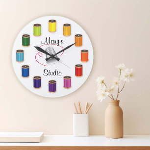 Time to Sew! Customize the text Large Clock