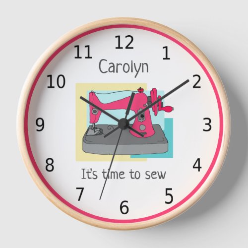 Time to sew vintage sewing machine personalised clock