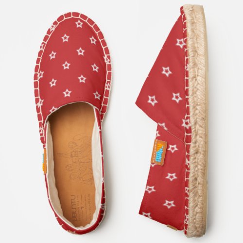 Time To Shine  Red White Star Pattern Espadrilles