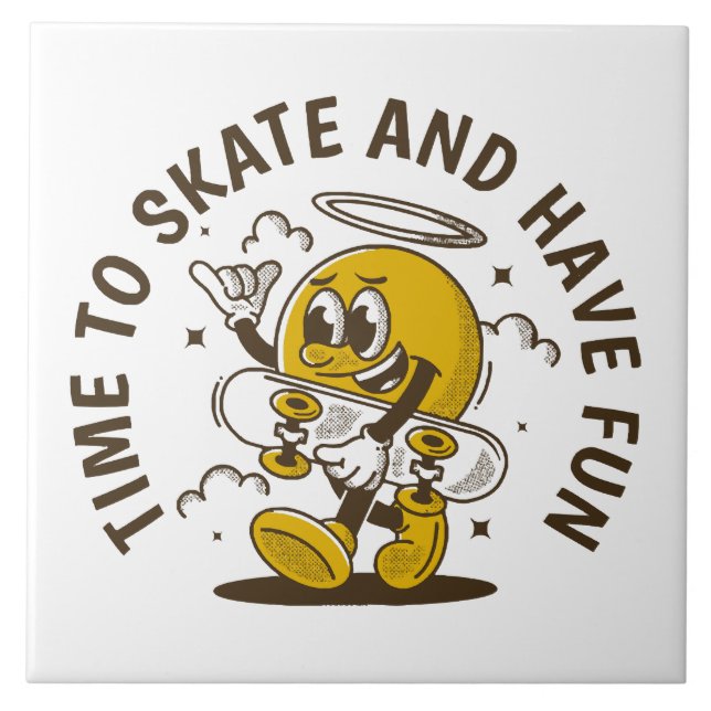 Time to skate ceramic tile (Front)