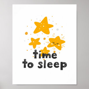 Time to sleep. Cute night stars. Nursery baby Poster