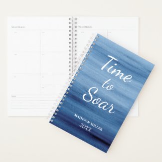 Time to Soar Abstract Blue Watercolor Inspiration Planner