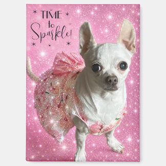 Time to sparkle cute chihuahua in dress magnet