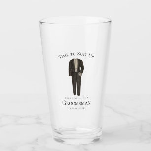 Time to Suit Up Groomsman Proposal Elegant Tuxedo Glass