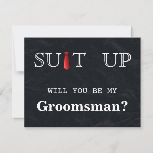 Time to Suitup Black Chalk Board Red Tie Invitation