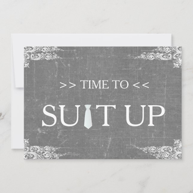 Time to Suitup Blackboard Chalk Board Swirl Invitation (Front)