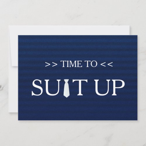 Time to Suitup Blue White Tie Invitation
