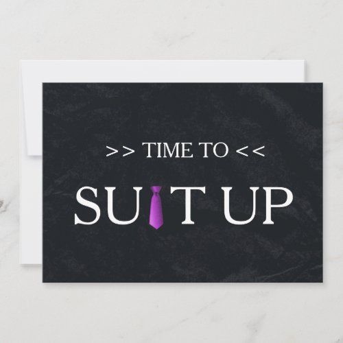 Time to Suitup Purple Black Background Invitation