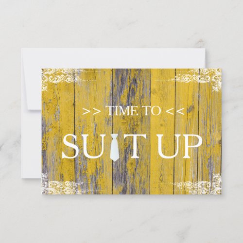 Time to Suitup Rustic Wooden Swirl Invitation