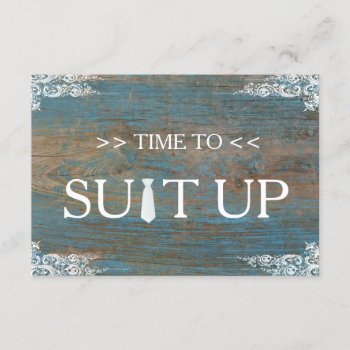 Time To Suitup Rustic Wooden Swirl Invitation by sunbuds at Zazzle