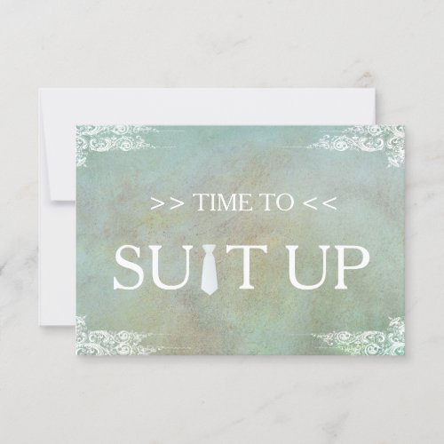 Time to Suitup Rustic Wooden Swirl Invitation