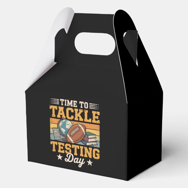Time To Tackle Testing Day Favor Boxes (Front)