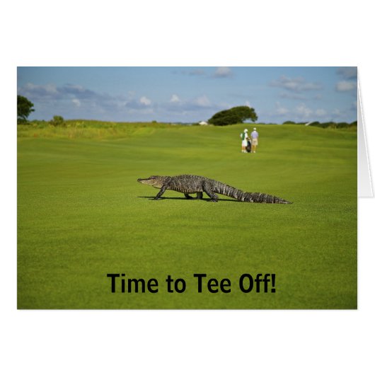Time To Tee Off Alligator Golf Course Retirement Cards (Front Horizontal)