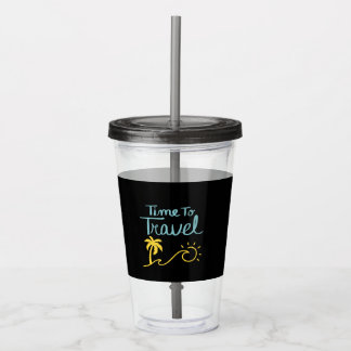 Time To Travel Beach Acrylic Tumbler