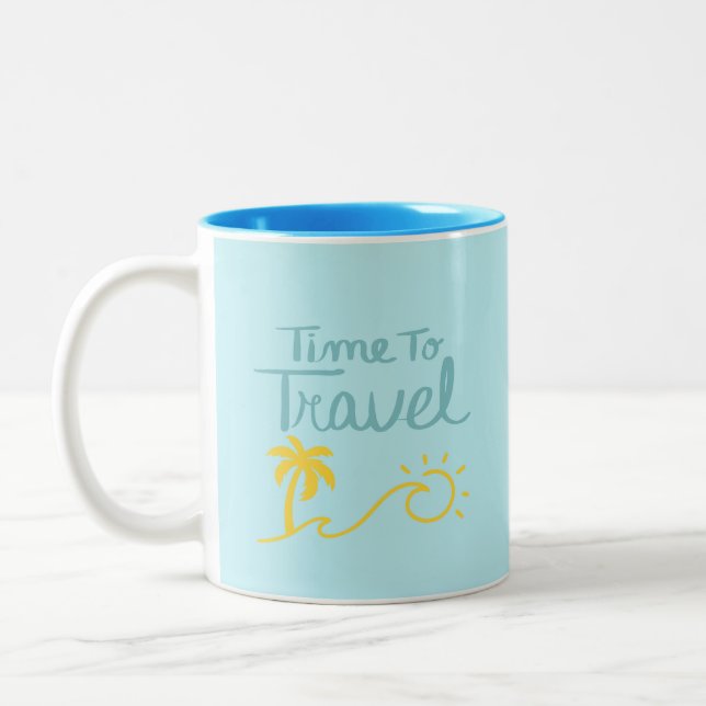 Time to Travel Two-Tone Coffee Mug (Left)