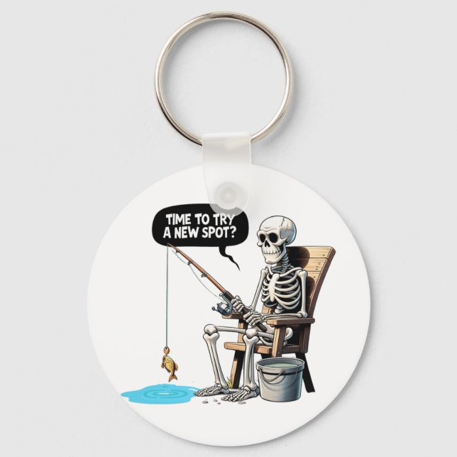 Time To Try A New Spot Funny Fishing  Keychain (Front)