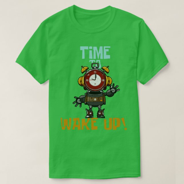 Time To Wake Up Funny Surreal Steampunk Alarm Cloc T-Shirt (Design Front)