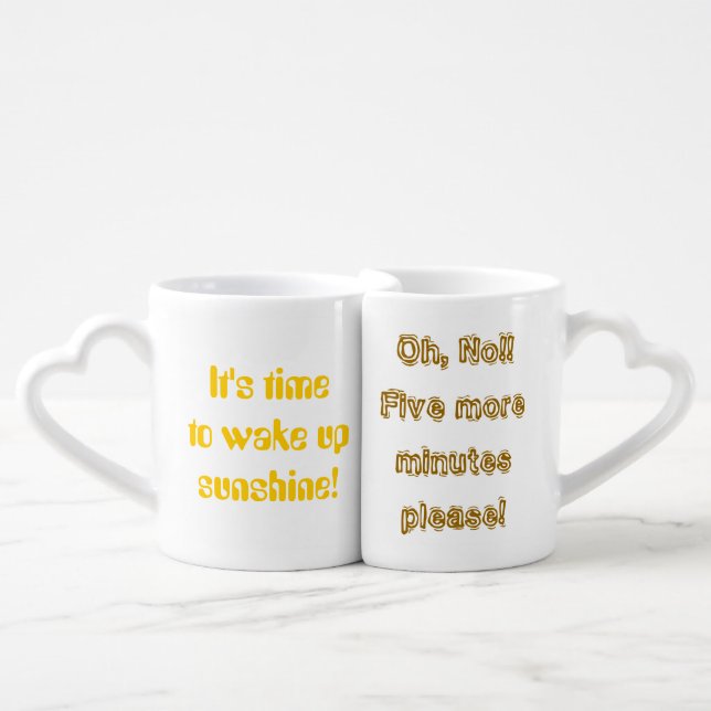 Time to Wake Up Sunshine His Her Funny Coffee Mug Set (Front Nesting)