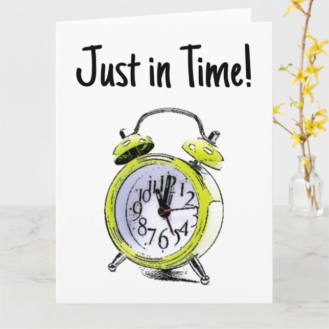 Time to Wake Up Yellow Alarm Clock Drawing Card (Yellow Flower)