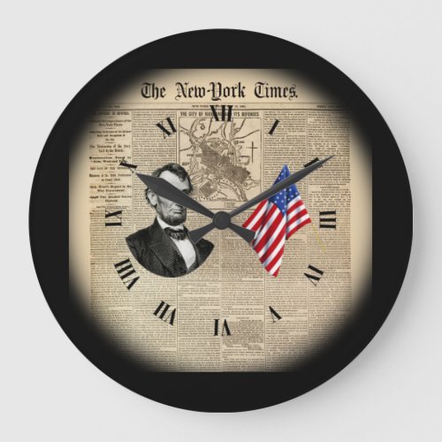 Time TravelAbe LincolnAmerican FlagNY Times   Large Clock