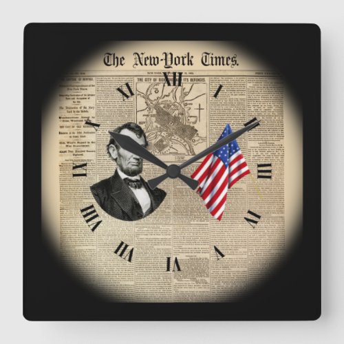 Time TravelAbe LincolnAmerican FlagNY Times  Square Wall Clock