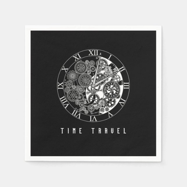 Time Travel Clock Watch Future Past Fiction Gift Napkins (Front)