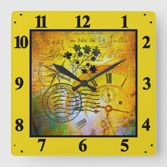 Time travel square wall clock (Front)