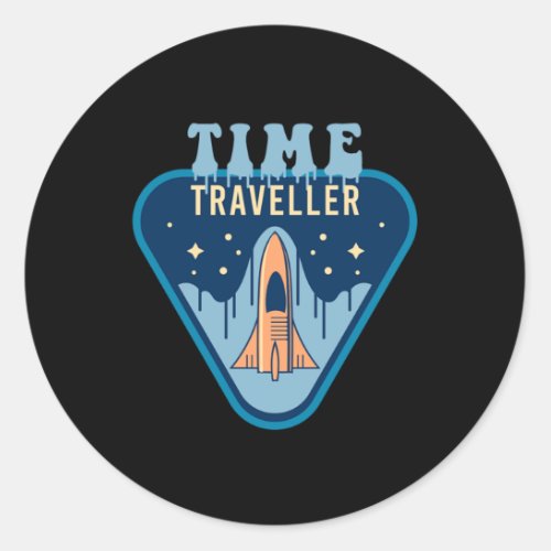 Time Traveler Science Fiction Space Ship Gift Classic Round Sticker