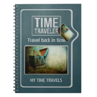 Time traveler shabby blue chest personalized notebook