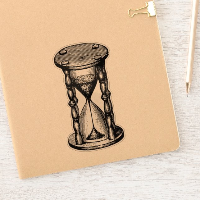 Time Traveler: Vintage Hourglass Sticker (Notebook)