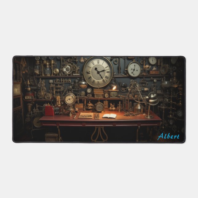 Time-Traveler's Steampunk Command Center Desk Mat (Front)