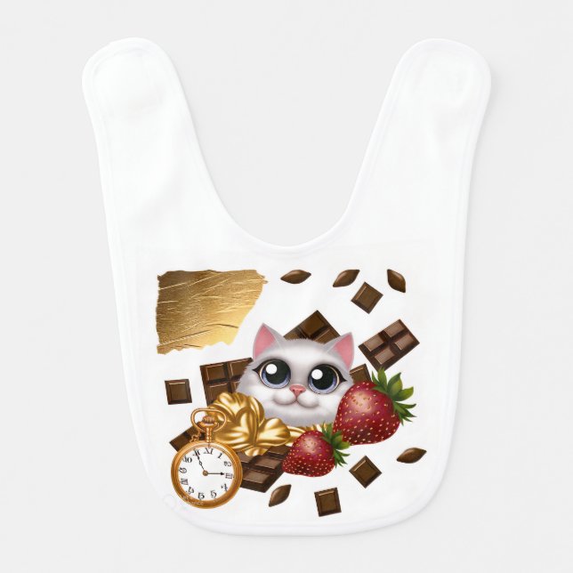 "Time, Treats, and Whiskers"  Baby Bib (Front)