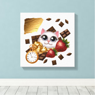"Time, Treats, and Whiskers" Canvas Print